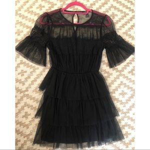 Black Tulle and Lace Mini Dress